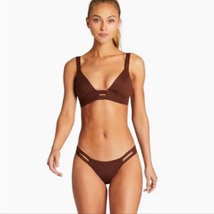 NWT! Vitamin A Swimwear Neutra Hipster Bikini Bottom 12/D/XL Vintage Brown